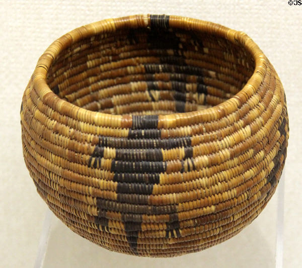 Cahuilla basket bowl (c1910) with lizard decoration at Riverside Museum. Riverside, CA.