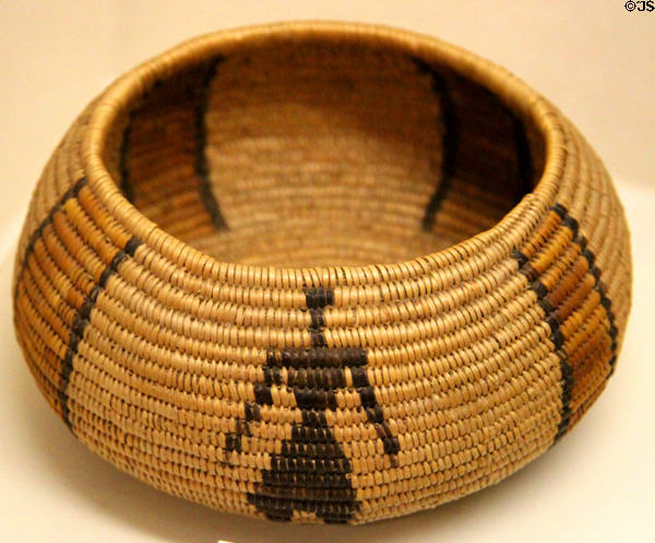 Serrano basket bowl (c1900) with human figure decoration at Riverside Museum. Riverside, CA.