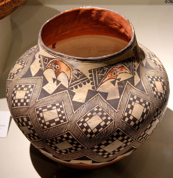 Ceramic olla (1915-35) from Laguna Pueblo, NM at Riverside Museum. Riverside, CA.