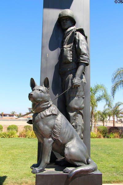 War Dog memorial (2000) by A. Thomas Schomberg at March Field Air Museum. Riverside, CA.