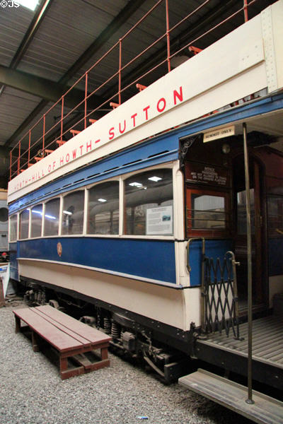 Hill of Howth Tramway (Ireland) (1901) double-decker by Brush Electrical Co. of Leicestershire, England at Orange Empire Railway Museum. Perris, CA.