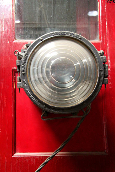 Luminous Headlight on Pacific Electric Interurban "Officer's Car" 1299 (1912) by Pullman at Orange Empire Railway Museum. Perris, CA.