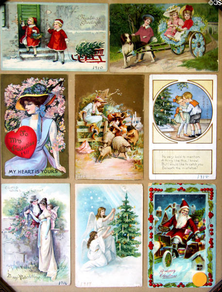 Collection of antique greeting cards (1910-18) at Orange Empire Railway Museum. Perris, CA.