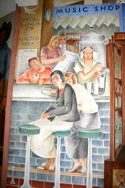 Lunch counter mural by Frede Vidar (1934) in Coit Tower. San Francisco, CA.