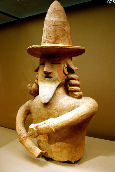 Japan: earthenware bearded Haniwa man (300-552) in Asian Art Museum. San Francisco, CA.