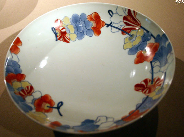 Japan: Nabeshima dish with camellias from Arita (1700-50) in Asian Art Museum. San Francisco, CA.