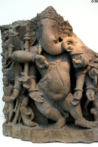 India: sandstone dancing Ganesh from Madhya Pradesh (900-1000) in Asian Art Museum. San Francisco, CA.