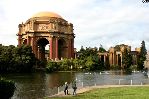 Palace of Fine Arts (1915) built for Panama-Pacific Exposition & rebuilt in 1962. San Francisco, CA. Style: Classical. Architect: Bernard Maybeck.