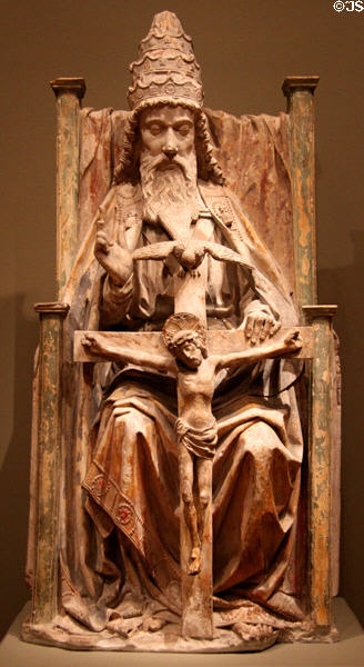 Holy Trinity limestone carving (c1475) from France at Legion of Honor Museum. San Francisco, CA.
