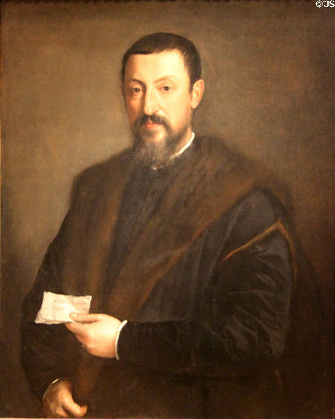 Portrait of Friend of Titian (Marco Mantova Benavides) (c1550) by Titian of Venice, Italy at Legion of Honor Museum. San Francisco, CA.