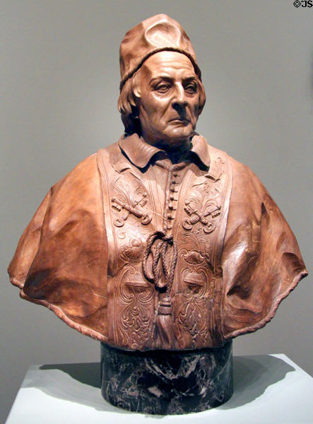Terracotta bust of Pope Clement XII (Lorenzo Corsini) (after 1730) by Edmé Bouchardon of France at Legion of Honor Museum. San Francisco, CA.