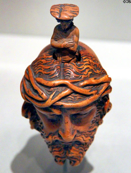 Memento Mori wood carving (c1550) from France or Germany at Legion of Honor Museum. San Francisco, CA.