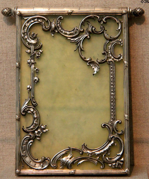 Silver notepaper case (1899-1908) by Peter Carl Fabergé of Saint Petersburg, Russia at Legion of Honor Museum. San Francisco, CA.