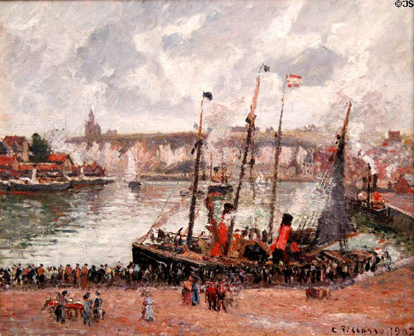 Harbor of Dieppe painting (1902) by Camille Pissarro at Legion of Honor Museum. San Francisco, CA.