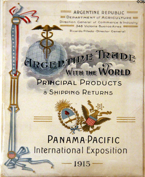 Booklet of pavilion of Argentina Trade with the World from Panama-Pacific International Exposition (1915) at California Historical Society. San Francisco, CA.