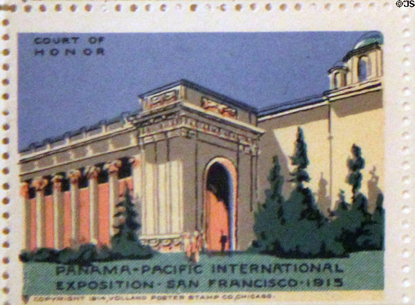 Court of Honor poster stamp from Panama-Pacific International Exposition (1915). San Francisco, CA.