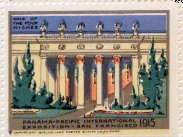 One of the Four Niches poster stamp from Panama-Pacific International Exposition (1915). San Francisco, CA.