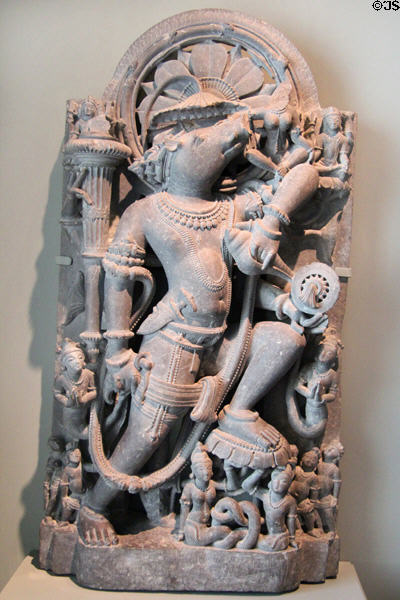 Hindu deity Vishnu in form of boar sculpture (c1000) from India at Asian Art Museum. San Francisco, CA.
