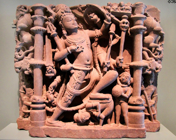 Hindu deity Shiva as destroyer of three cities sculpture (1000-1100) from Central India at Asian Art Museum. San Francisco, CA.