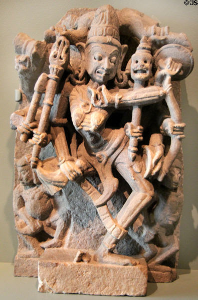 Hindu deity Chamunda sculpture (800-1000) from Rajasthan, India at Asian Art Museum. San Francisco, CA.