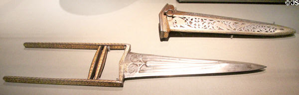 Gold & silver punch dagger & sheath (1700-1800) from Southern India at Asian Art Museum. San Francisco, CA.
