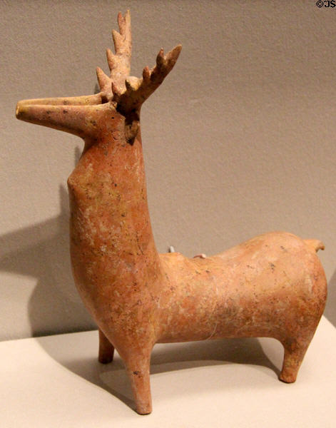 Earthenware vessel in shape of stag (1200-800 BCE) from Northwestern Iran at Asian Art Museum. San Francisco, CA.