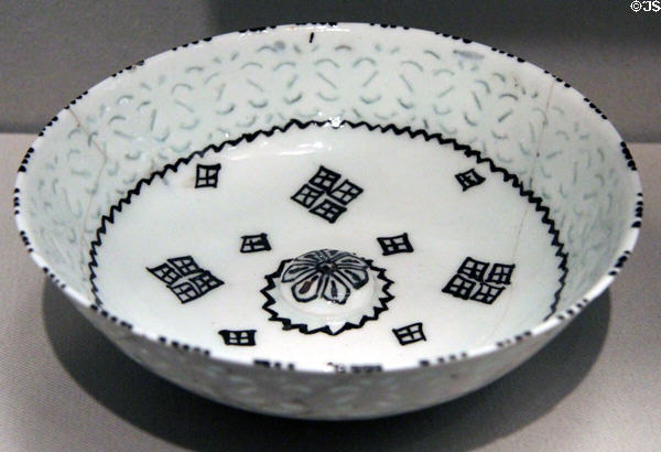 Gombroon ware bowl (1500-1600) from Iran at Asian Art Museum. San Francisco, CA.