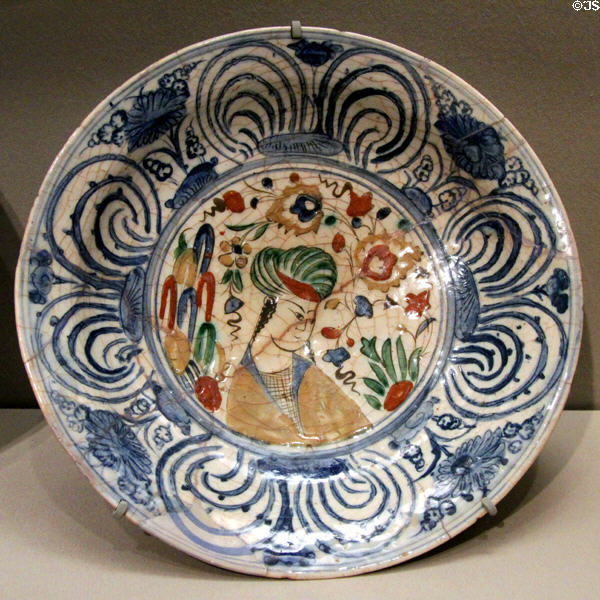 Kubachi ware bowl (1550-1650) from Iran at Asian Art Museum. San Francisco, CA.