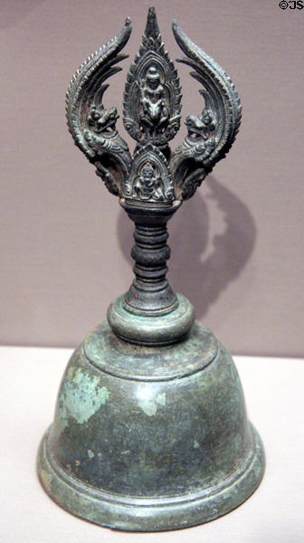 Bronze Angkor ritual Hindu bell (c1100-1200) from Cambodia or Northeastern Thailand at Asian Art Museum. San Francisco, CA.