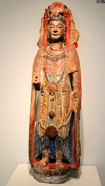 Limestone sculpture of Bodhisattva (581-618) from China at Asian Art Museum. San Francisco, CA.