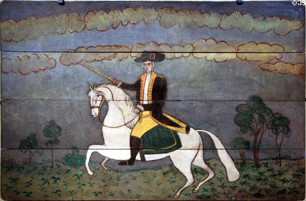 George Washington on White Charger sign painting (c1825) by unknown American at de Young Museum. San Francisco, CA.