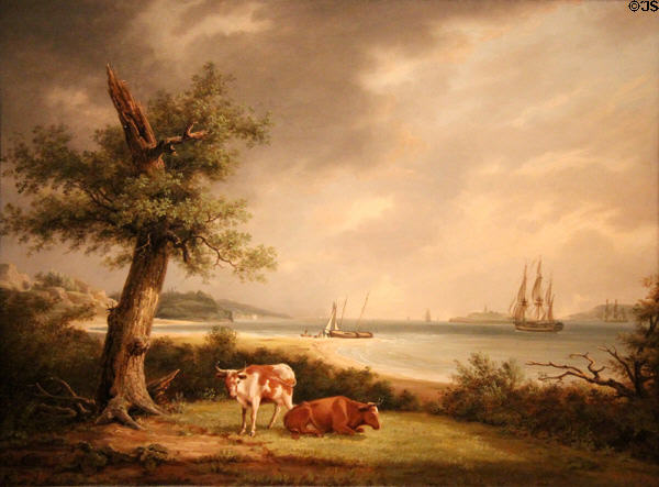 The Narrows, New York Bay painting (1812) by Thomas Birch at de Young Museum. San Francisco, CA.