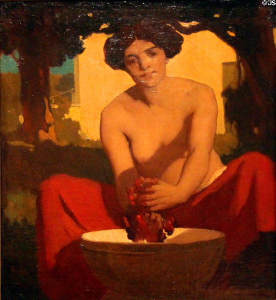 The Grape (Wine Maker) painting (c1906) by Arthur Frank Mathews at de Young Museum. San Francisco, CA.