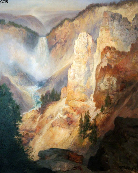 Grand Canyon of the Yellowstone painting (1893) by Thomas Moran at de Young Museum. San Francisco, CA.