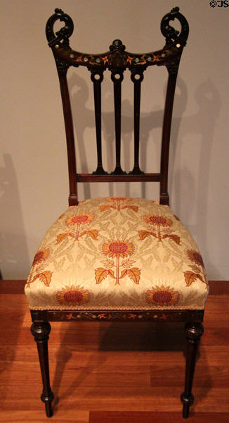 Mahogany side chair (c1885-90) attrib. Herts Brothers of New York at de Young Museum. San Francisco, CA.