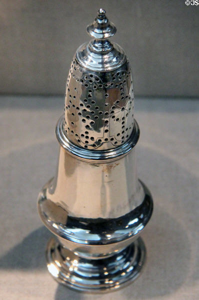 Silver caster (1740-55) by Paul Revere I at de Young Museum. San Francisco, CA.