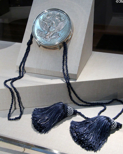 Silver skippet to contain Great Seal of USA at London diplomatic mission (c1845-71) attrib. Seraphim Masi at de Young Museum. San Francisco, CA.