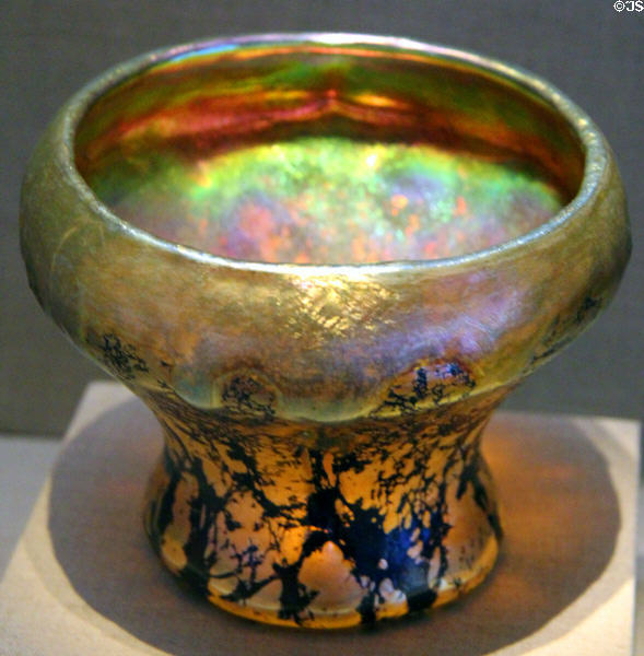 Favrile glass Lava vase (c1900) by studio of Louis Comfort Tiffany at de Young Museum. San Francisco, CA.