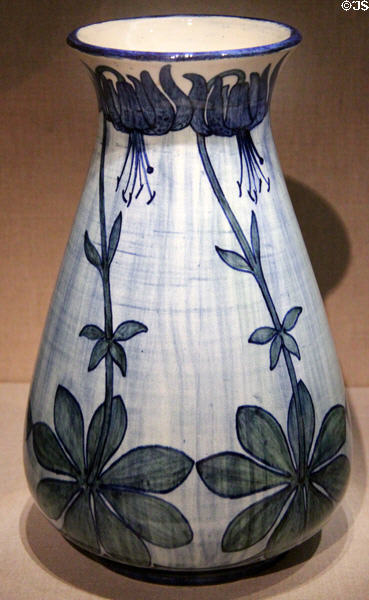 Glazed earthenware vase (c1895-7) by Mary G. Sheerer & Joseph Meyer of Newcomb Pottery, New Orleans at de Young Museum. San Francisco, CA.