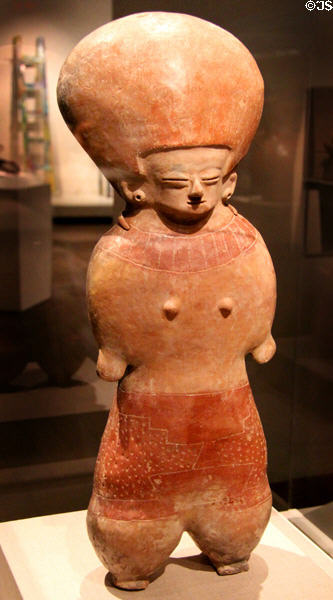 Manabi earthenware standing female figure (1500-1300 BCE) from Ecuador at de Young Museum. San Francisco, CA.