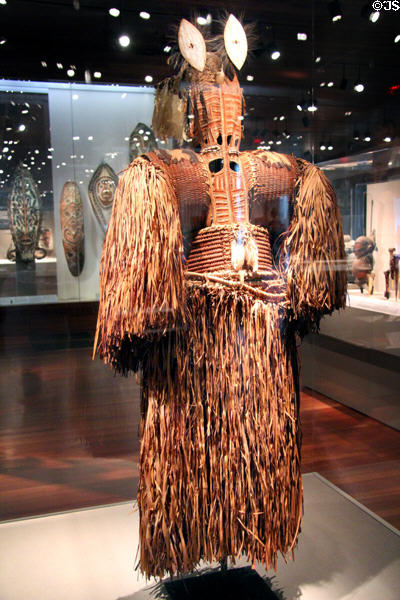 Asmat spirit mask costume (20thC) from New Guinea at de Young Museum. San Francisco, CA.