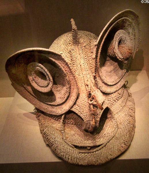 Sawos mask (20thC) from Sepik River of New Guinea at de Young Museum. San Francisco, CA.