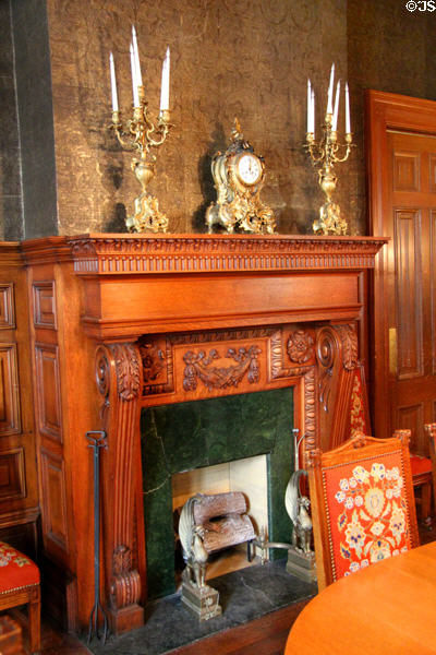 Dining room fireplace at Haas-Lilienthal House. San Francisco, CA.