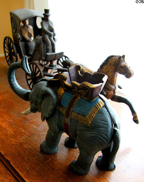 Cast-iron toys & elephant bank at Haas-Lilienthal House. San Francisco, CA.