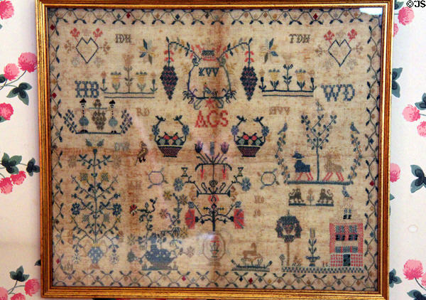 Sampler with initials at Haas-Lilienthal House. San Francisco, CA.