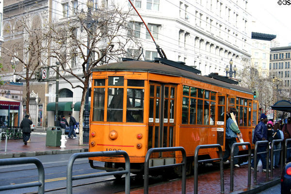 Antique streetcar on Market Street. San Francisco, CA.