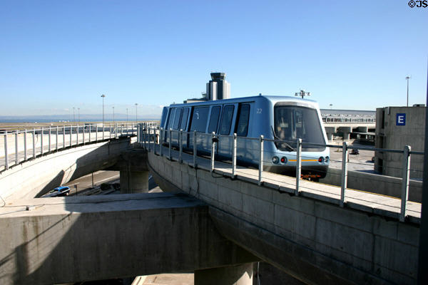 People mover train at International Airport. San Francisco, CA.