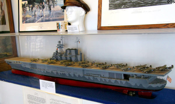 Model of USS Hornet as configured for Doolittle's raid on Japan (Apr. 18, 1942) at Alameda Naval Air Museum. Alameda, CA.