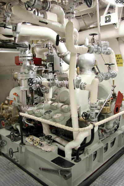Engine room controls of USS Hornet CV-12. Alameda, CA.