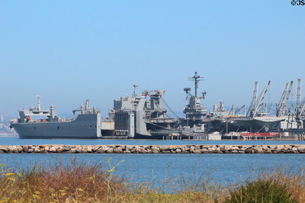 Transport ships in Alameda port. Alameda, CA.